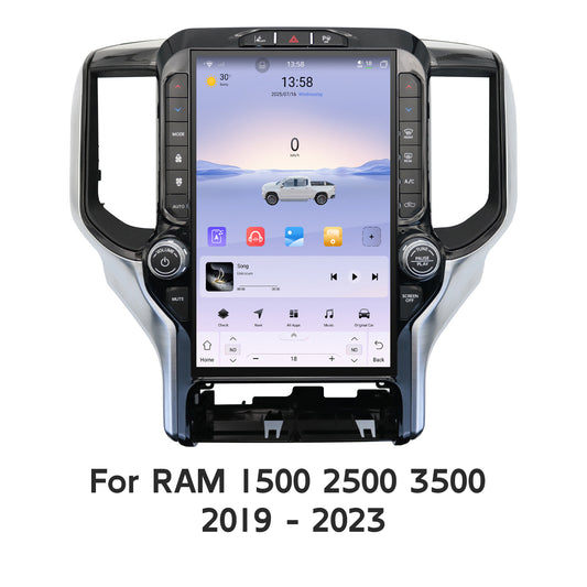 13 Inch Tesla-style Vertical Screen Android Car Radio for RAM 1500 2500 3500 4500 2019 - 2023