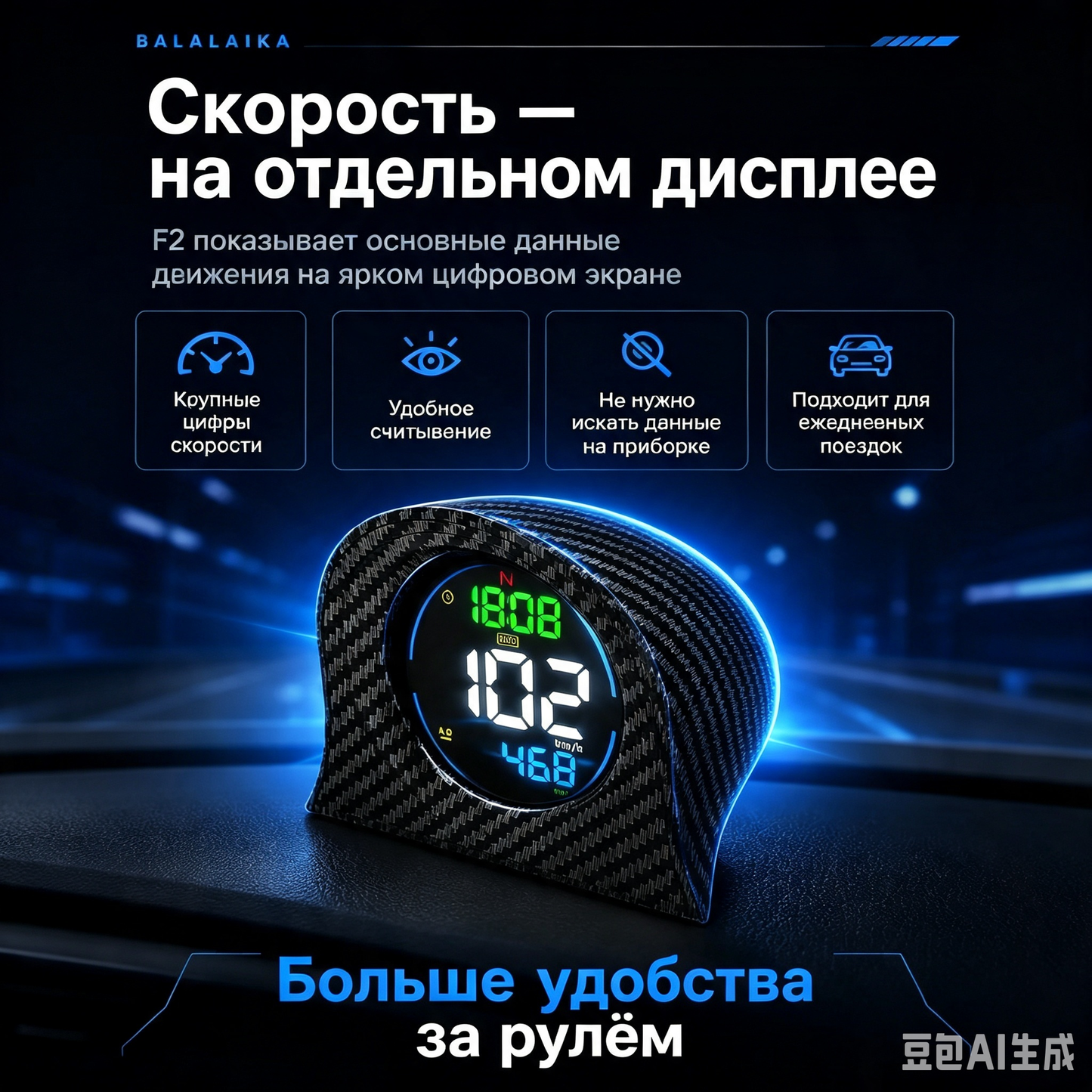 KWHUD Digital GPS Speedometer Odometer Head-up Display for Car HUD with Time Altitude Display, Speed Alarm & Fatigue Reminder