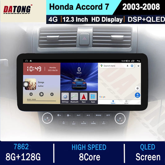 Datong Technology Car Radio Android Auto Player Multimedia Wireless Carplay For Honda Accord 7 2003-2008 DSP 12.3 Inch Bluetooth FM AM Navigation