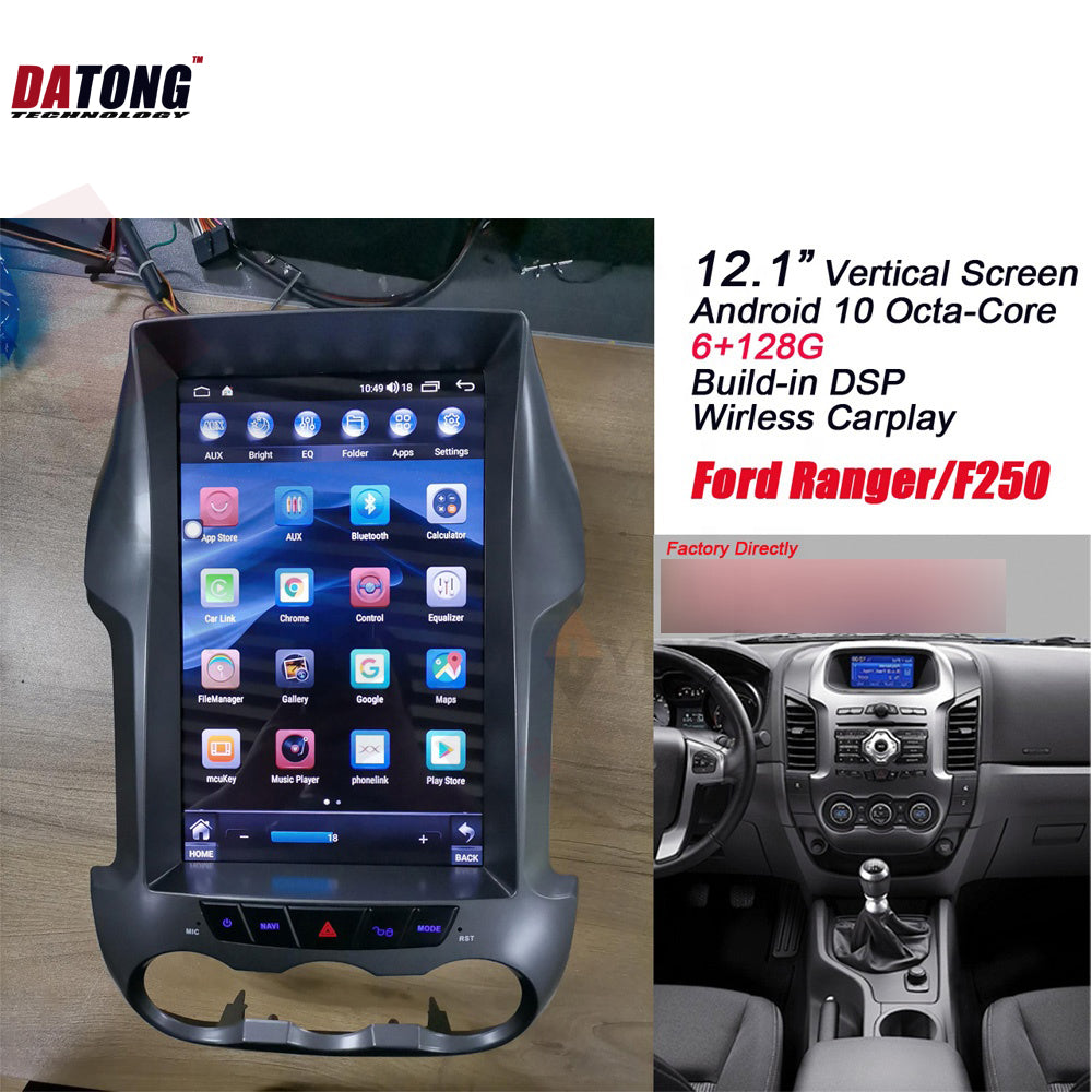 Datong Technology 12.1'' Android 10 Car Radio Tesla Vertical Screen for Frod Ranger F250 GPS Navigation DSP RDS Car Radio Android IPS AM/FM RDS