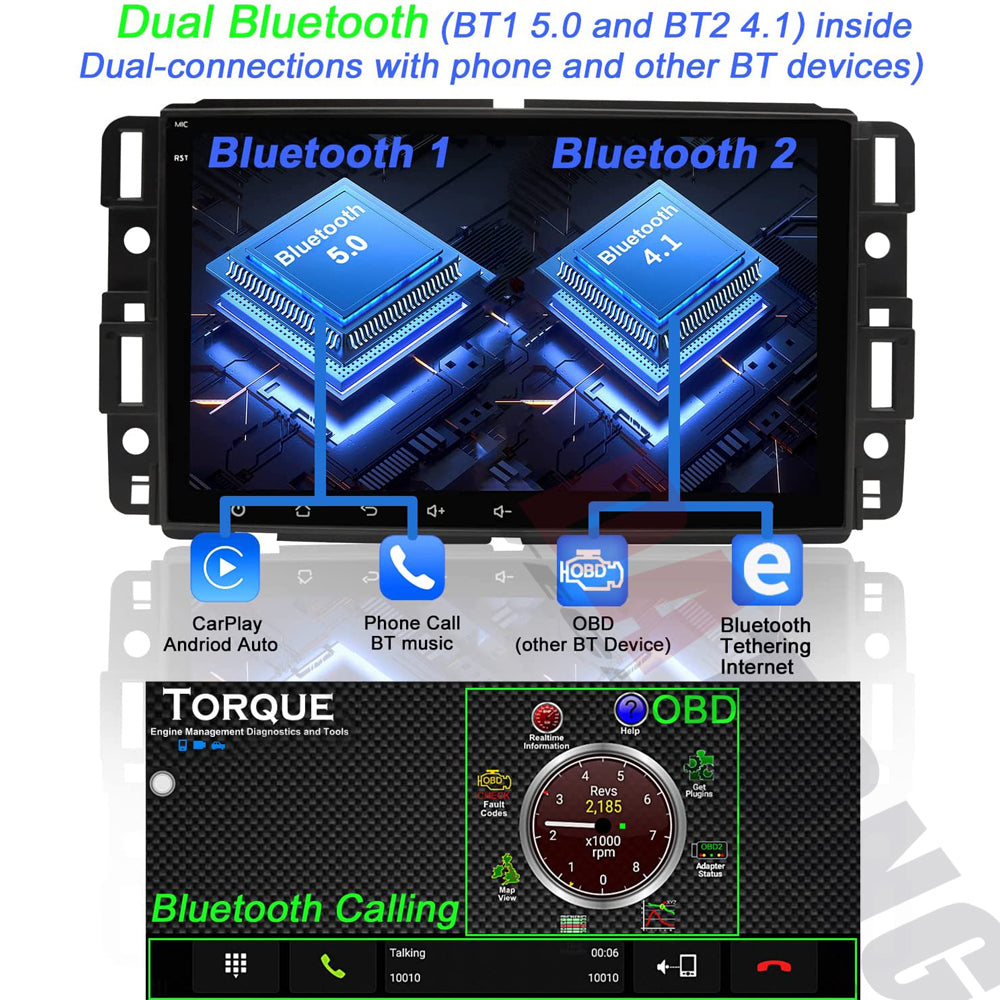 Datong Technology Android 10 Car Stereo for GMC for Chevy Silverado Wireless CarPlay & Wired Android Auto Car Radio Dual Bluetooth DSP AM/FM GPS Navigation WiFi 8 Inch in-Dash Head Unit