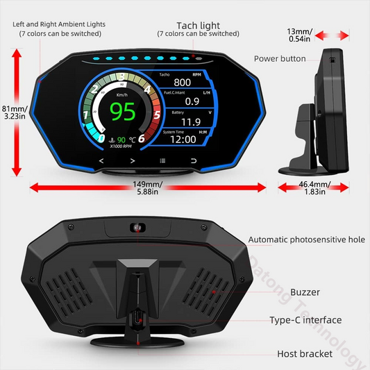 Digital OBDII Speedometer Head up Display Oil Gauge