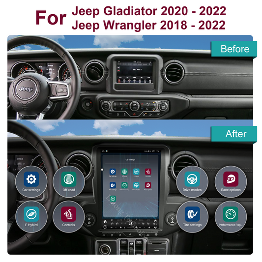 12.1 Inch Android Car Stereo for Jeep Wrangler 2018-2022/ Gladiator 2020-2022 Wireless CarPlay Car Radio Audio Receiver