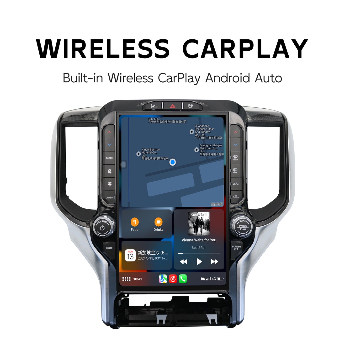 13 Inch Tesla-style Vertical Screen Android Car Radio for RAM 1500 2500 3500 4500 2019 - 2023