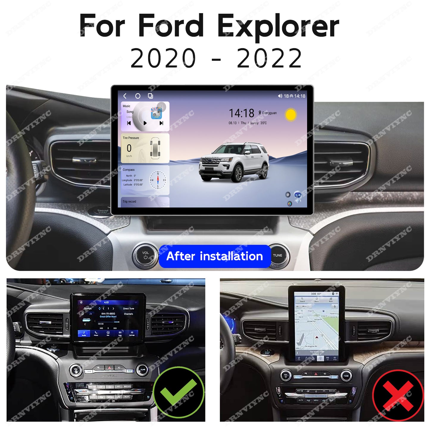 13 Inch Android Car Radio for Ford Explorer U625 2020 2021 2022 Wireless CarPlay UIS7865 Android 14 8Core Car Stereo