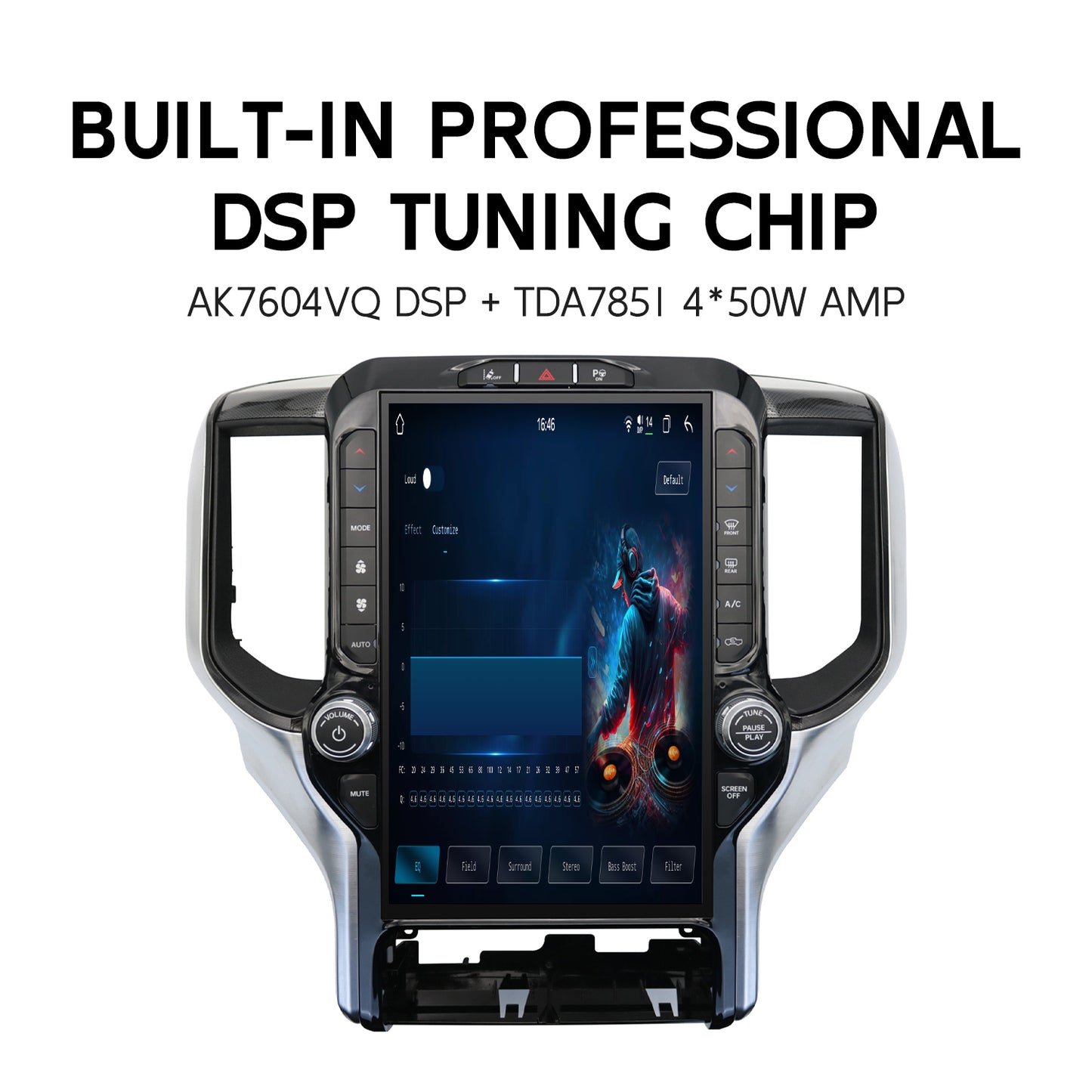 13 Inch Tesla-style Vertical Screen Android Car Radio for RAM 1500 2500 3500 4500 2019 - 2023
