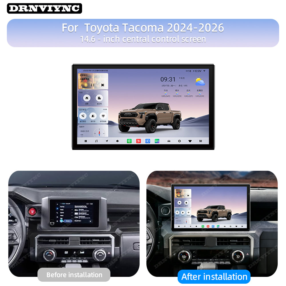14.6" Android Car Radio for Toyota Tacoma N400 2024 - 2026 Wireless CarPlay Touch Screen 8Core Car Stereo Headunit