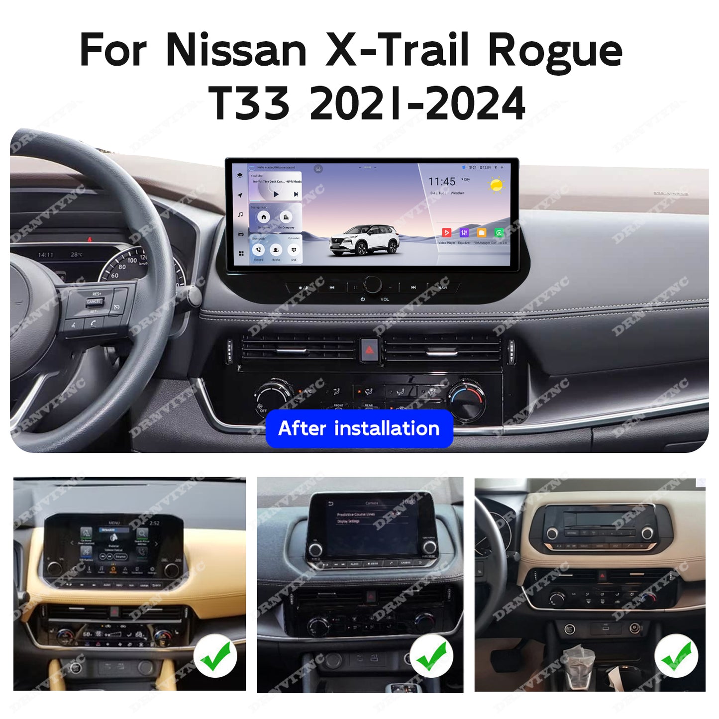 12.3 Inch Android Car Radio for Nissan Rogue X-Trail T33 2021 - 2024 Wireless CarPlay UIS7865 Android 14 8Core Car Stereo