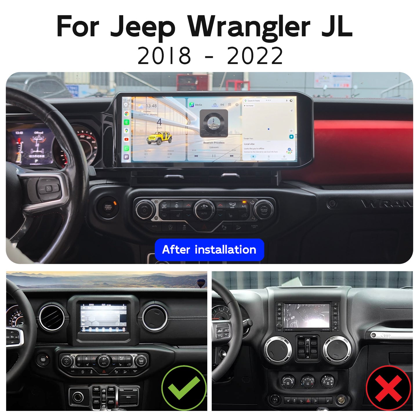 15 Inch UIS7870 8Core Android 15 Car Stereo for Jeep Wrangler JL 2018 - 2022