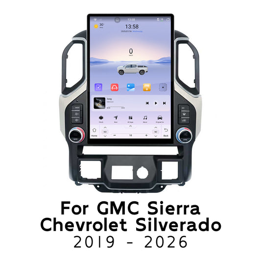 15.6 Inch Tesla Style Vertical Screen for Chevrolet Silverado GMC Sierra 2019 - 2026 Wireless CarPlay 8Core Android 14 Car Stereo
