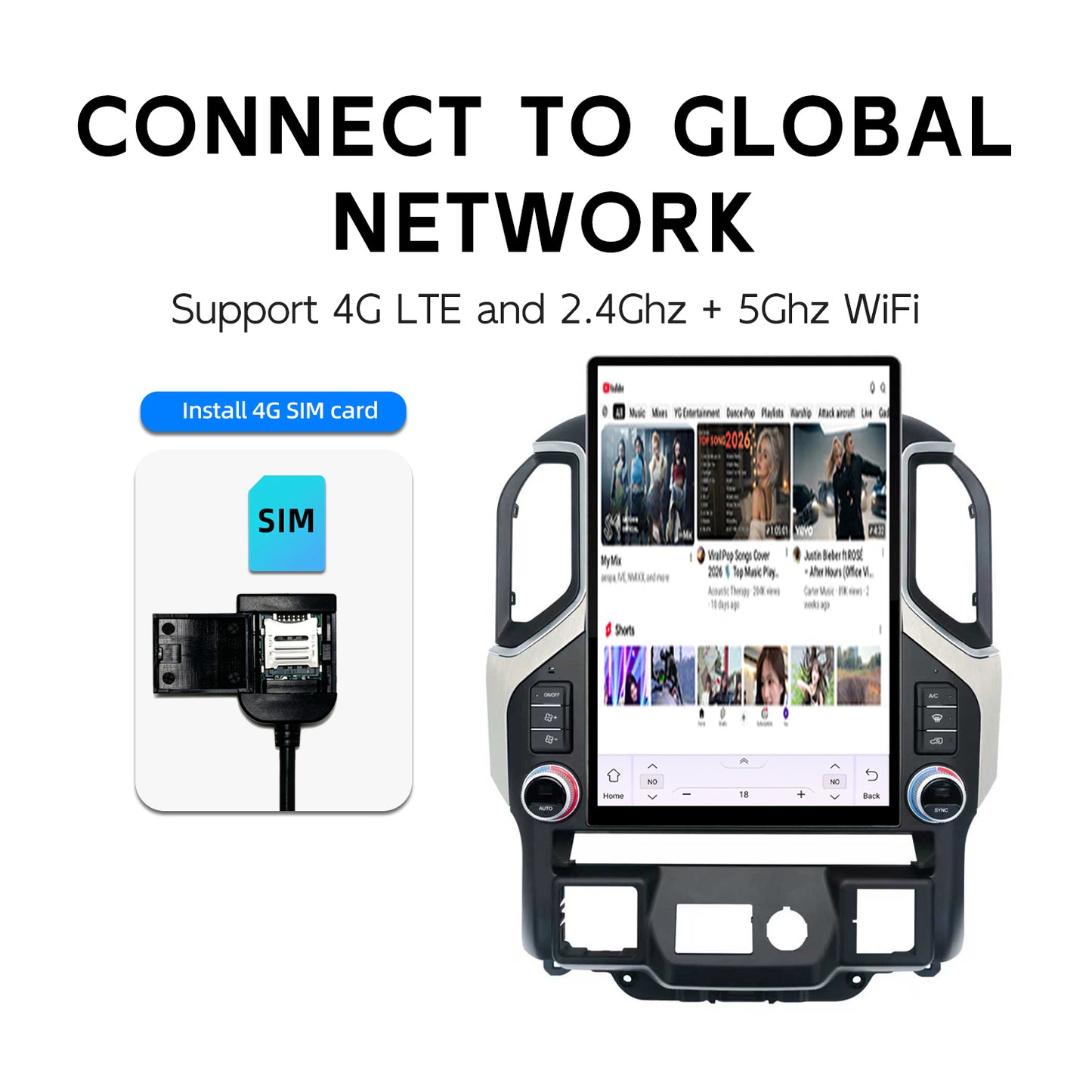 15.6 Inch Tesla Style Vertical Screen for Chevrolet Silverado GMC Sierra 2019 - 2026 Wireless CarPlay 8Core Android 14 Car Stereo