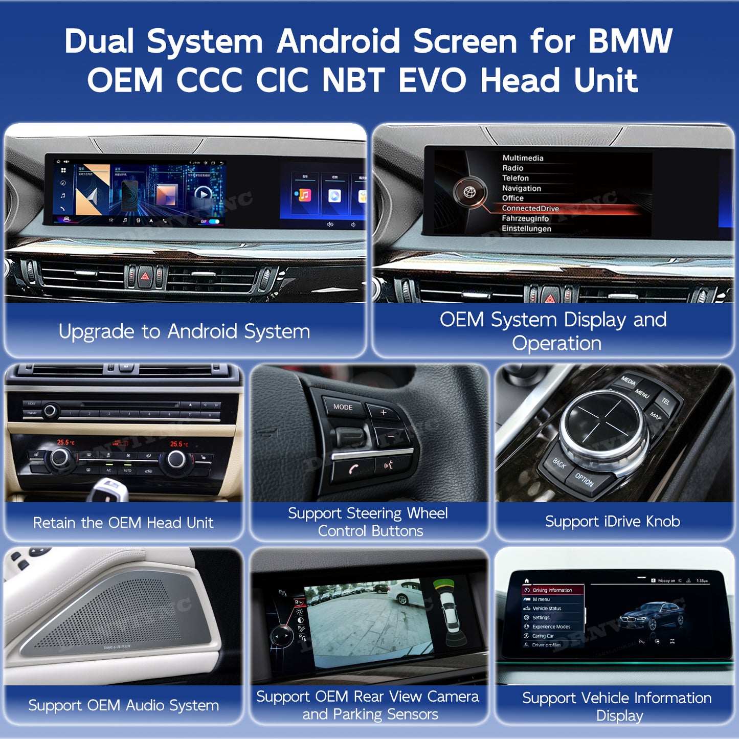 21 Inch Dual Screen 8Core Android Car Stereo Wireless CarPlay for BMW X5 E70 XE E71 CCC CIC