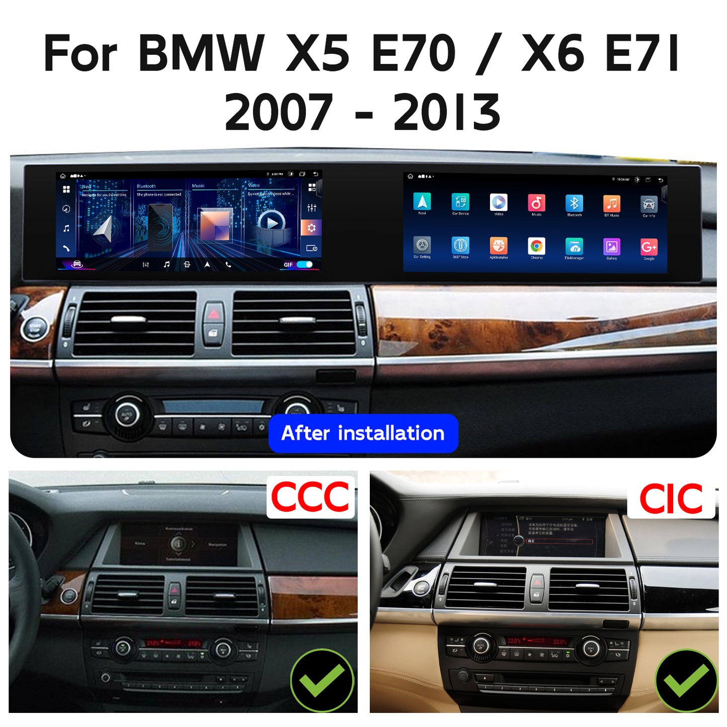 21 Inch Dual Screen 8Core Android Car Stereo Wireless CarPlay for BMW X5 E70 XE E71 CCC CIC