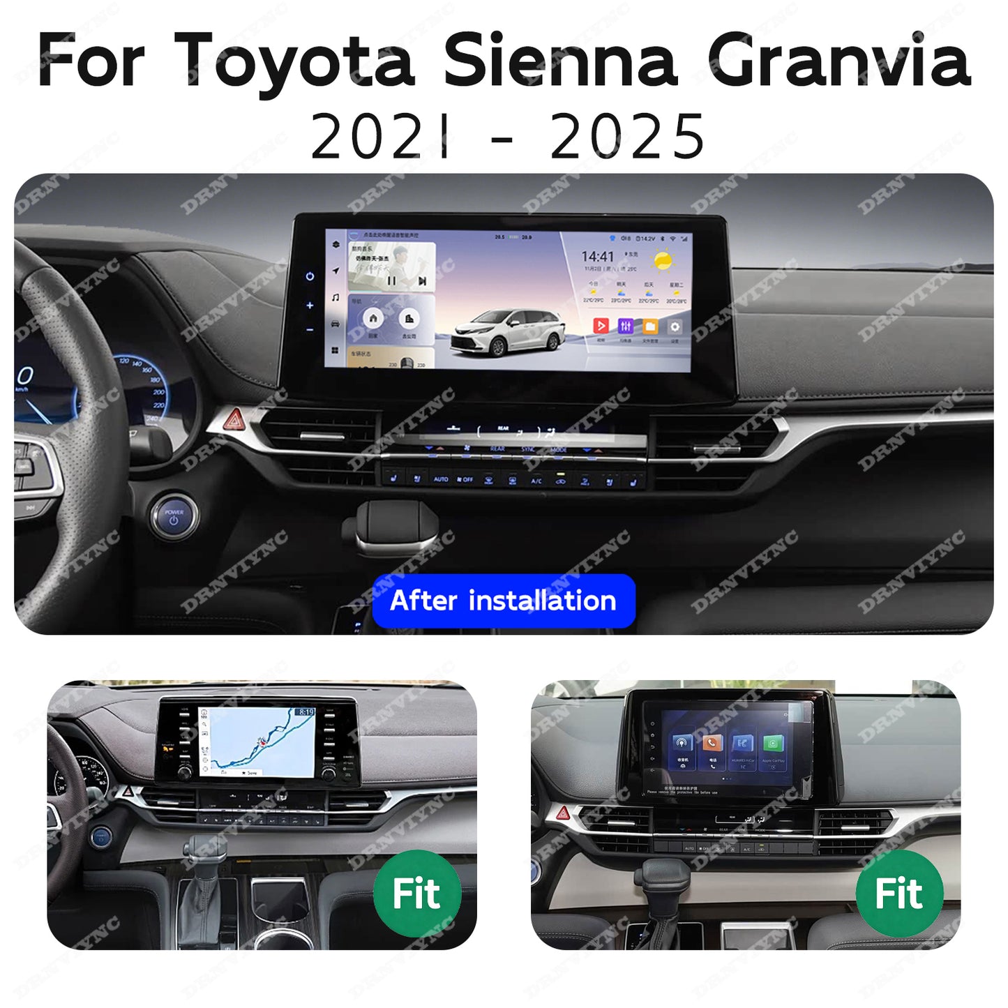 12.3 Inch Car Stereo for Toyota Sienna Granvia XL40 2021-2025 Wireless CarPlay 8Core Android Car Radio Touch Screen