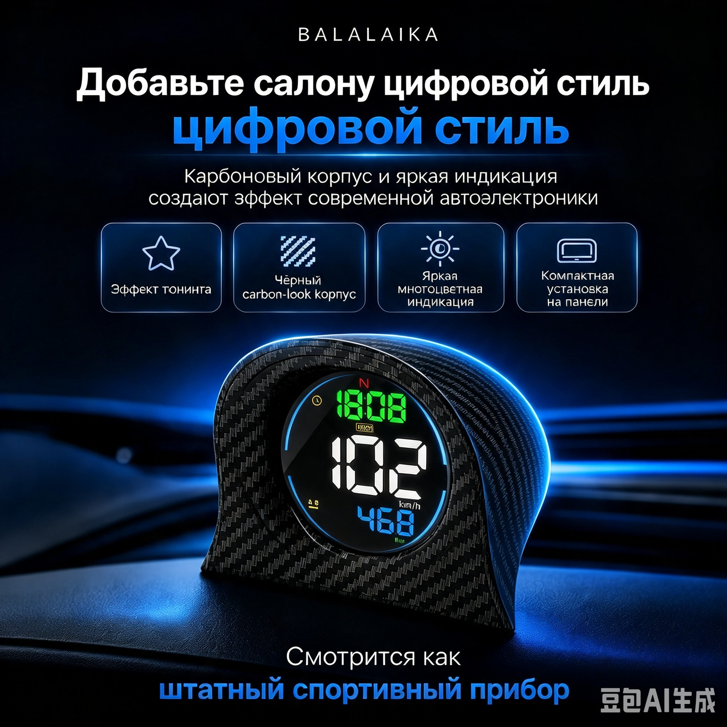 KWHUD Digital GPS Speedometer Odometer Head-up Display for Car HUD with Time Altitude Display, Speed Alarm & Fatigue Reminder