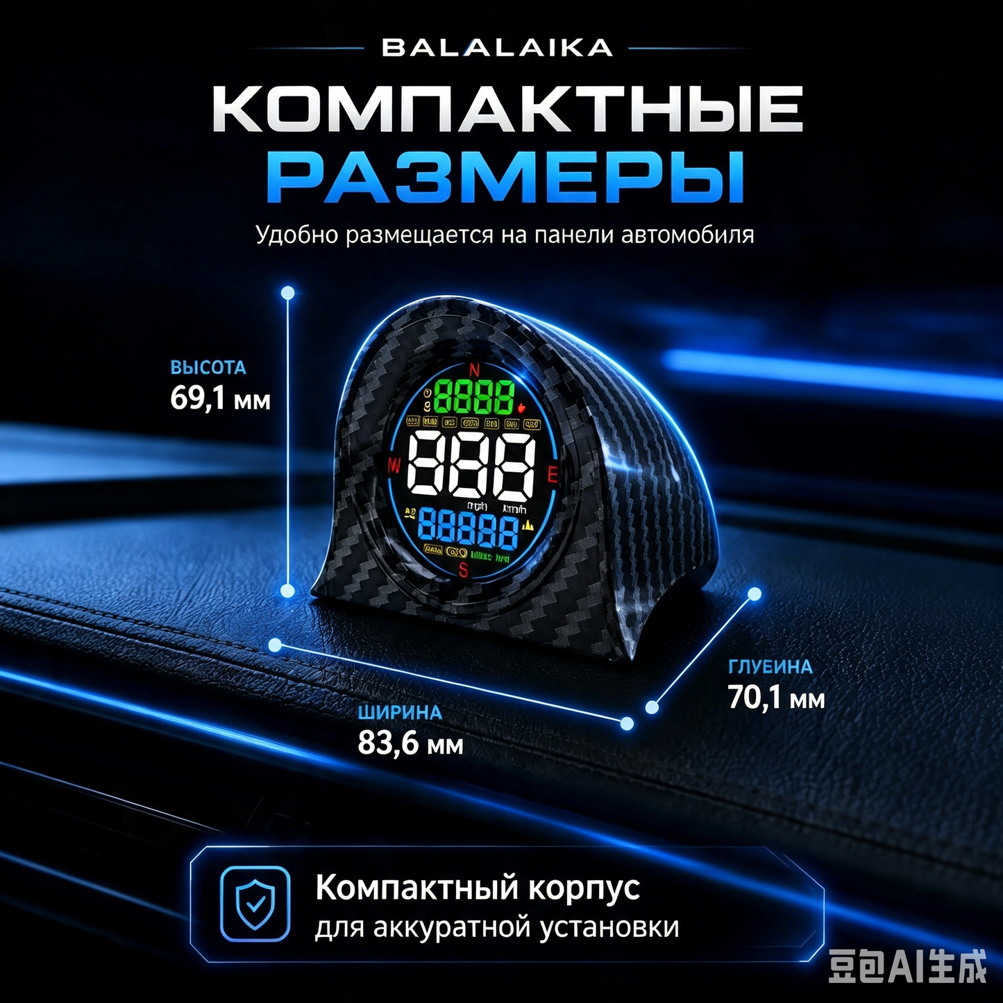 KWHUD Digital GPS Speedometer Odometer Head-up Display for Car HUD with Time Altitude Display, Speed Alarm & Fatigue Reminder