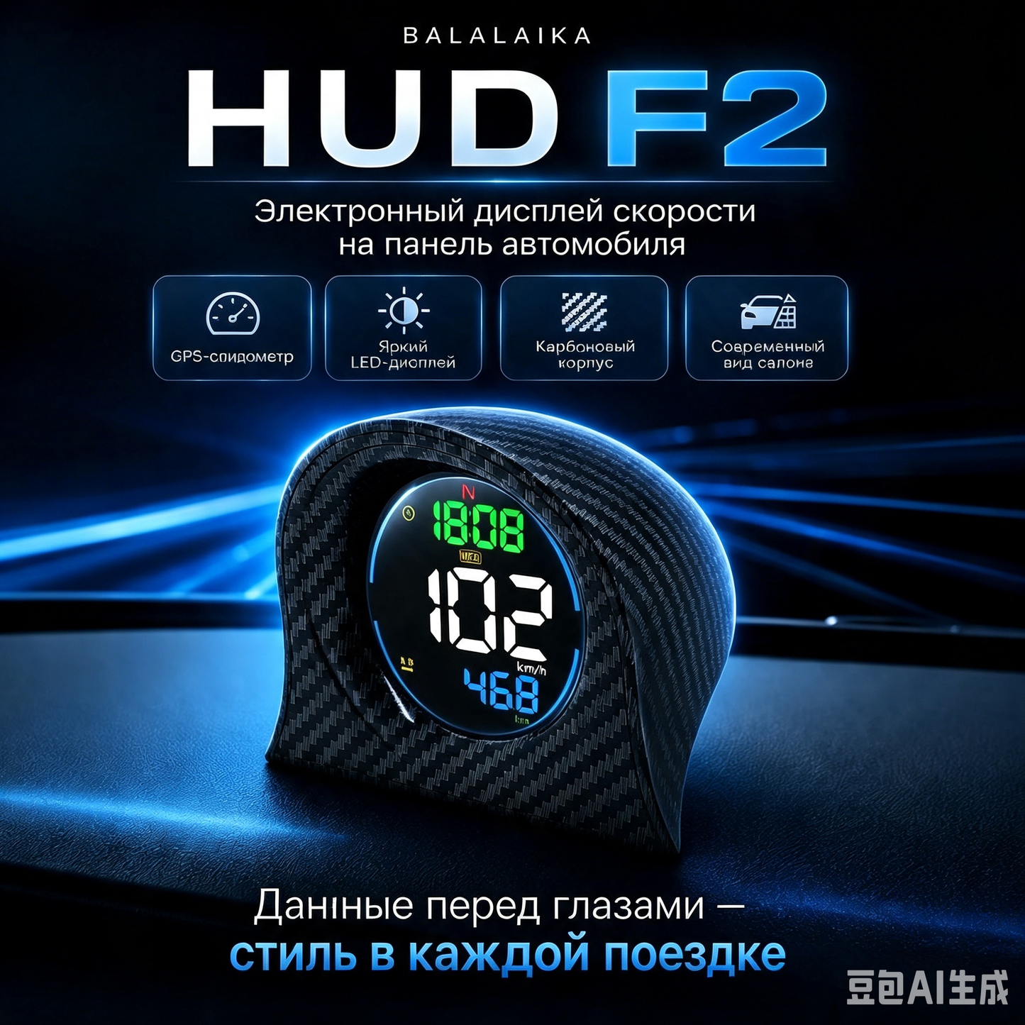KWHUD Digital GPS Speedometer Odometer Head-up Display for Car HUD with Time Altitude Display, Speed Alarm & Fatigue Reminder